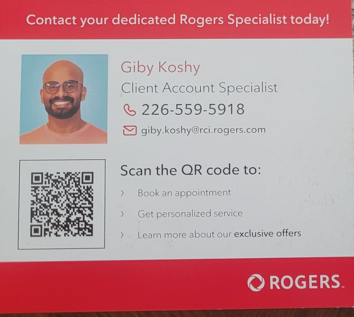 Giby Koshy – Client Account Specialist – ROGERS NETWORK